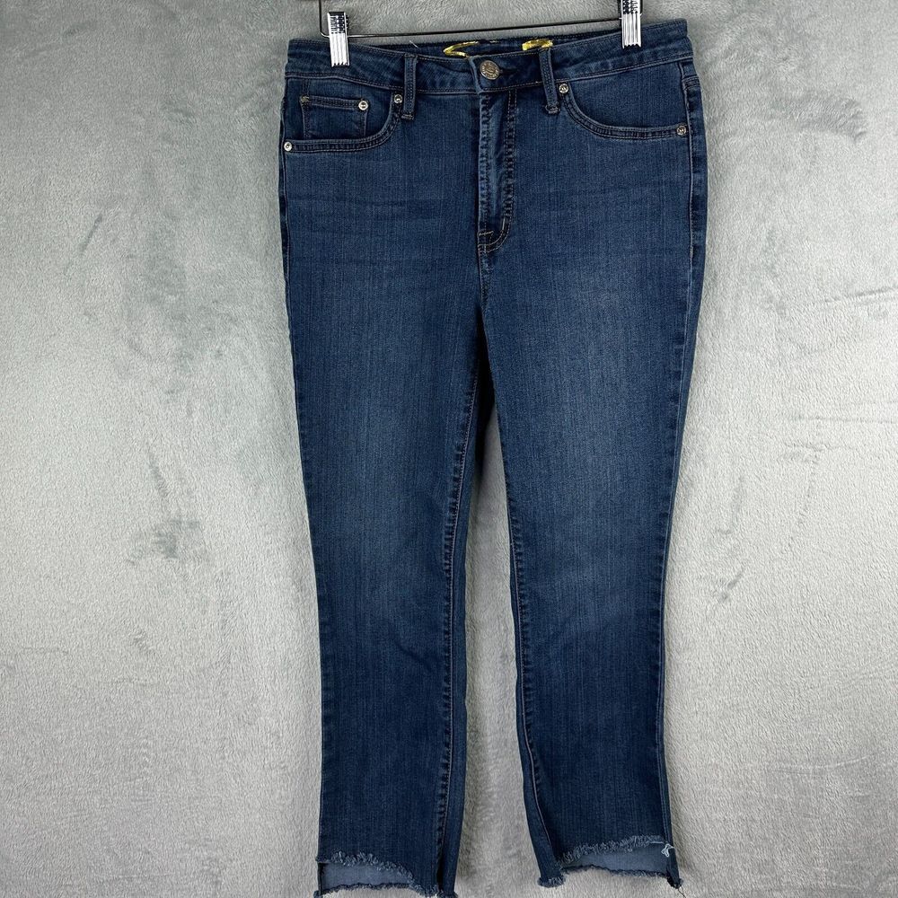 seven 7 fashion jean womens 6 medium wash blue stretch denim (30x24)